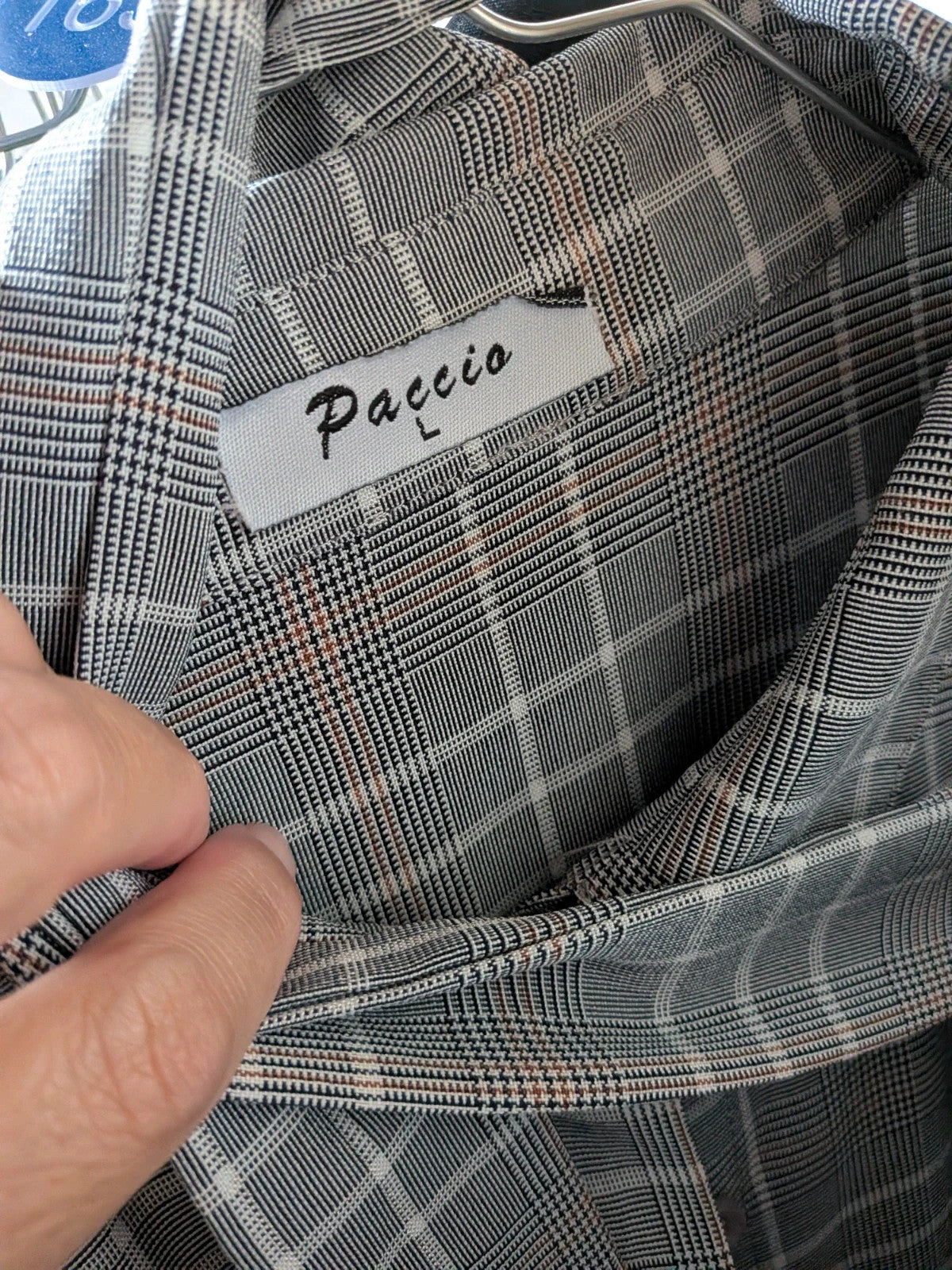 Abito donna Paccio chemisier a quadri tartan grigio con maniche in tulle