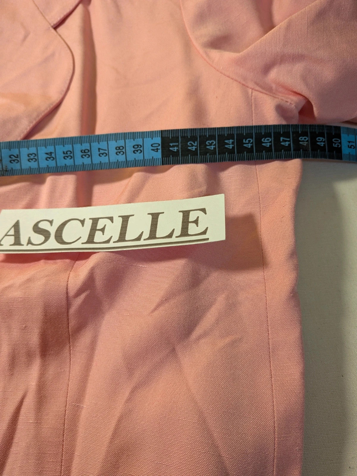 Tailleur donna vintage Anna Gasparri rosa pastello in lino e seta con bottoni dorati
