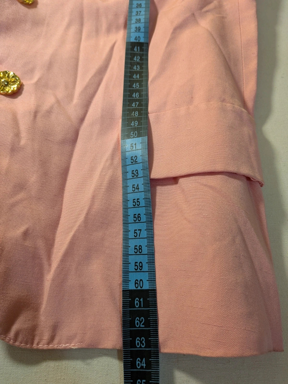 Tailleur donna vintage Anna Gasparri rosa pastello in lino e seta con bottoni dorati