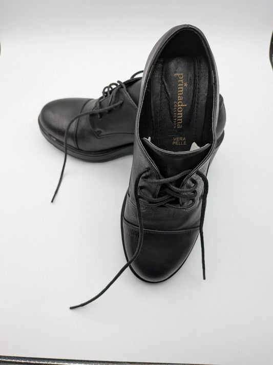 Scarpe stringate donna nere in vera pelle Primadonna Collection