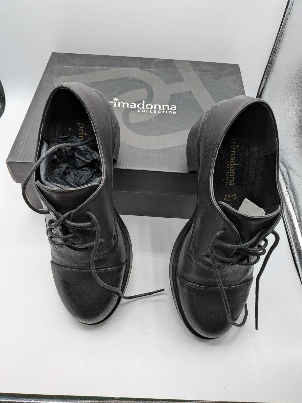 Scarpe stringate donna nere in vera pelle Primadonna Collection