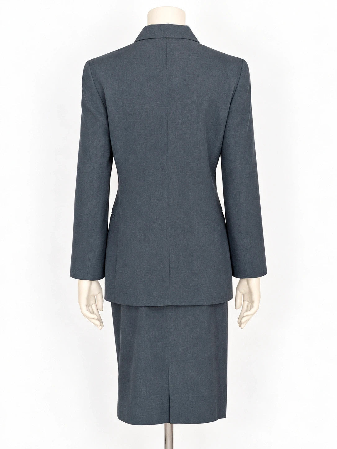Tailleur donna grigio ottanio con giacca monopetto e gonna a tubino - foto 2