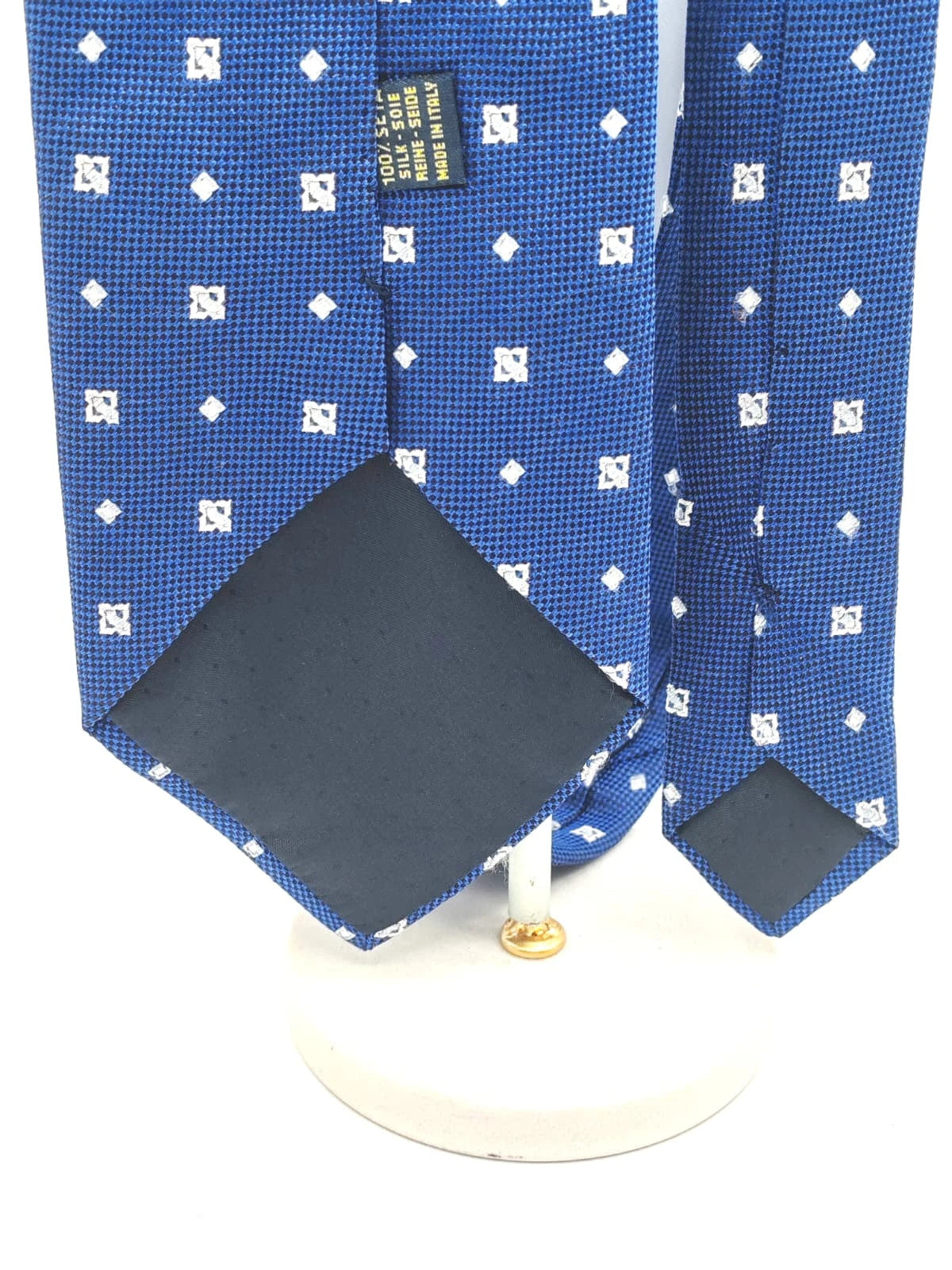 Cravatta Caflor in seta blu con fantasia geometrica – foto 7