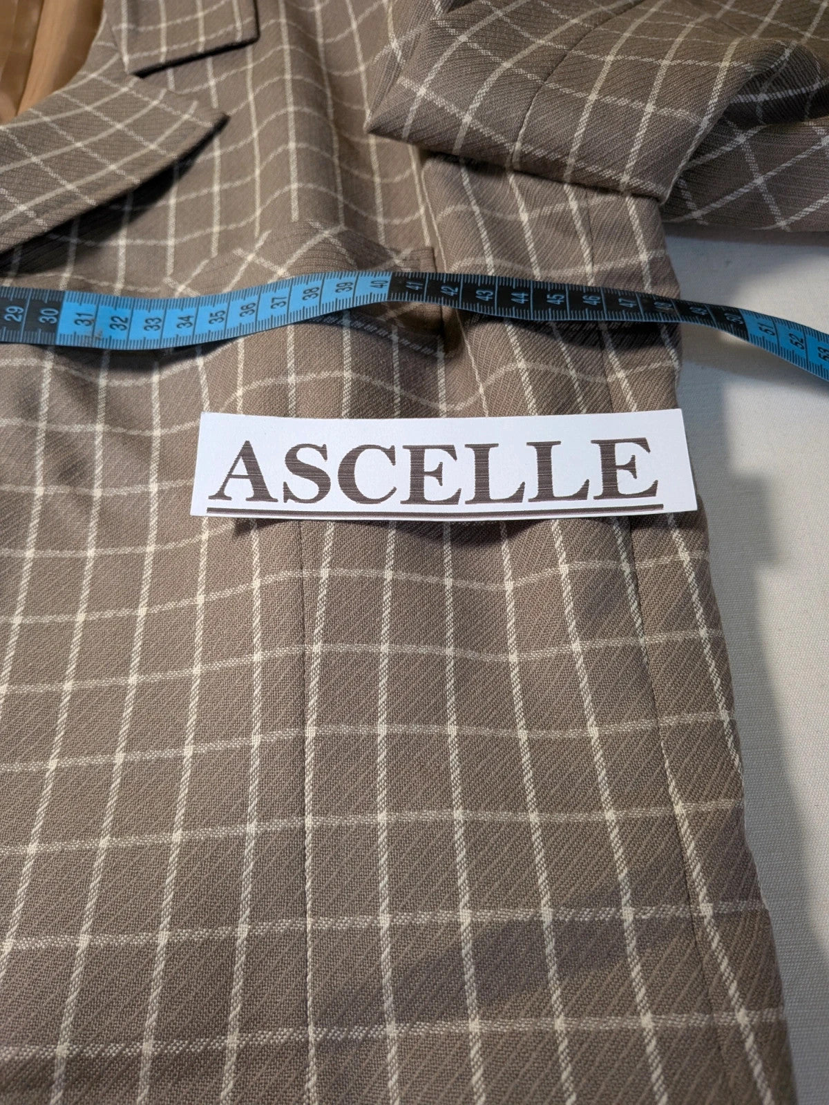Tailleur donna vintage marrone a quadri giacca e gonna - foto 5