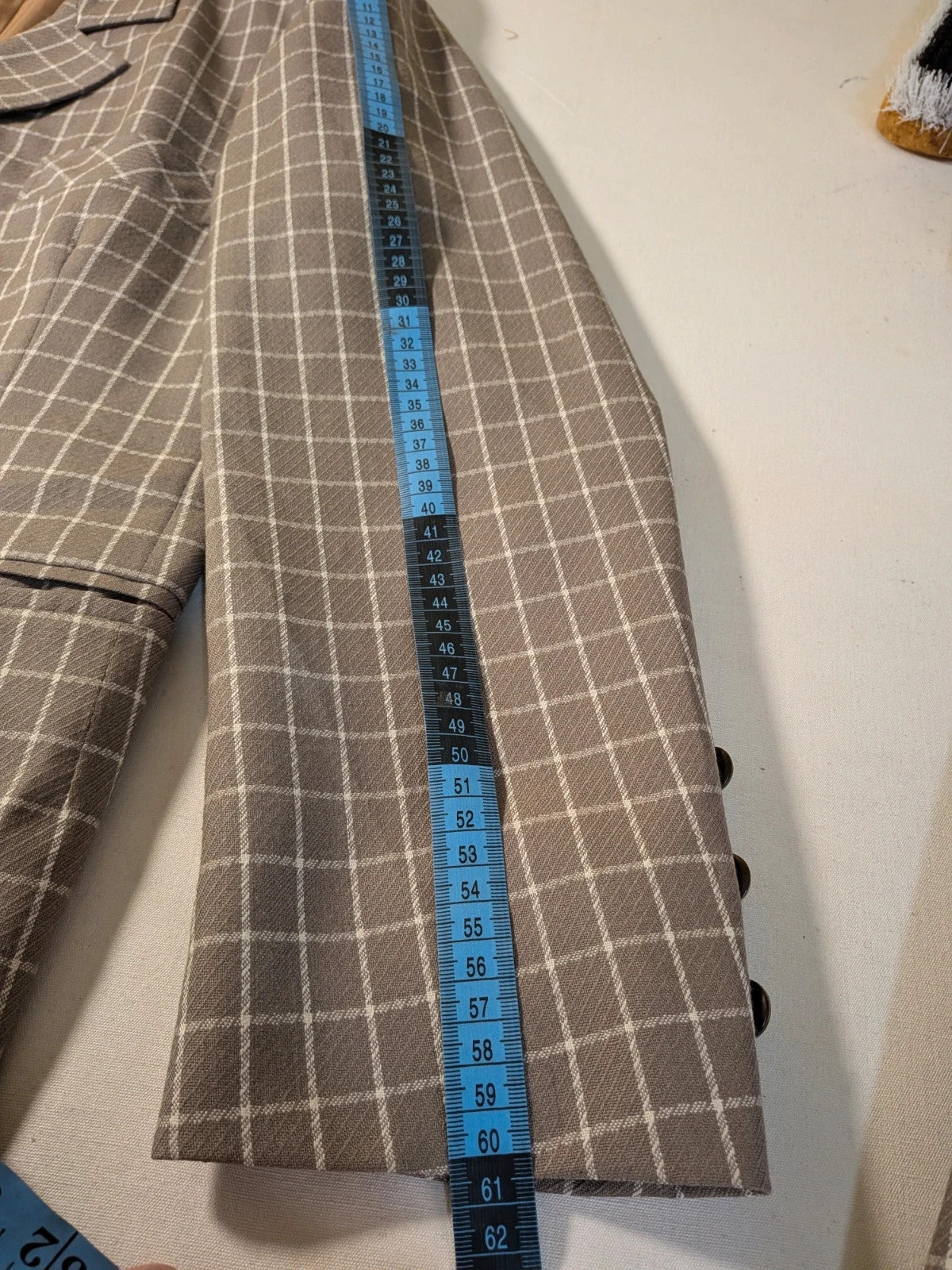 Tailleur donna vintage marrone a quadri giacca e gonna - foto 7