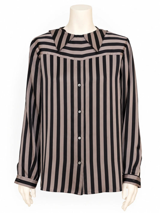 Camicia donna Le Mie Camicie in seta a righe grigio e nero - foto 1