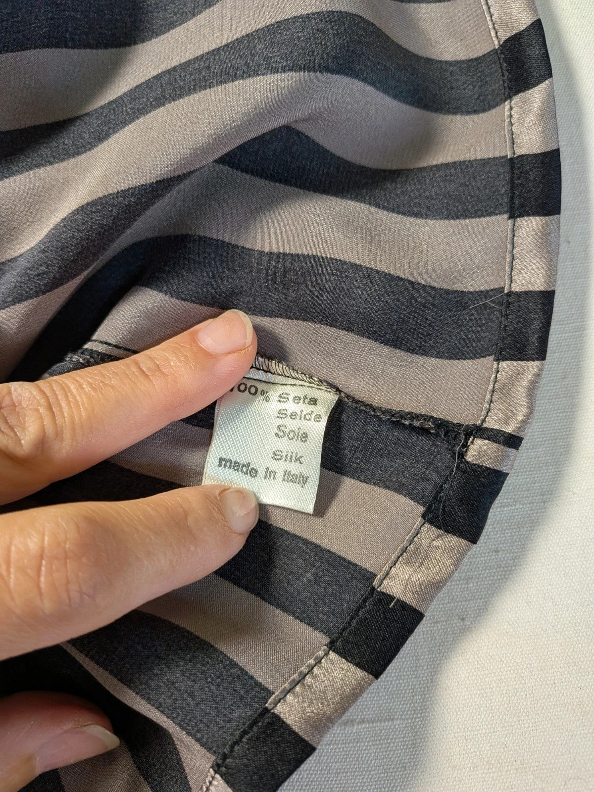 Camicia donna Le Mie Camicie in seta a righe grigio e nero - foto 9