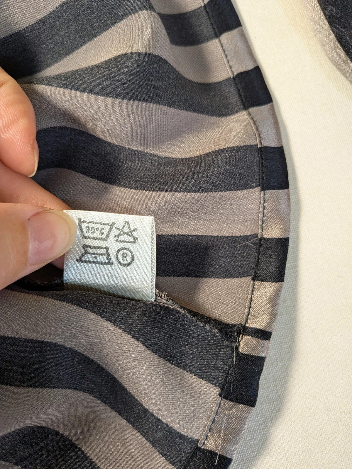 Camicia donna Le Mie Camicie in seta a righe grigio e nero - foto 8
