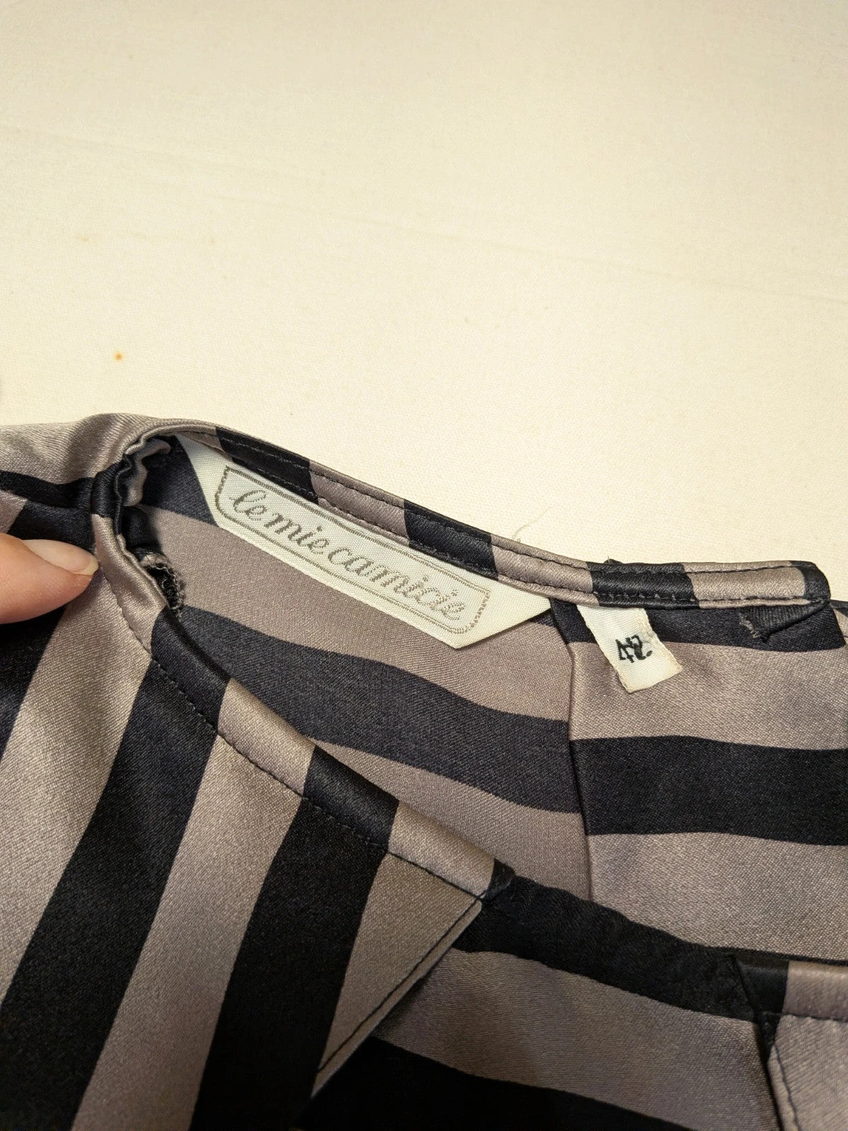 Camicia donna Le Mie Camicie in seta a righe grigio e nero - foto 10