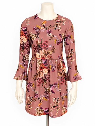 Abito donna Lumina floreale rosa antico – Made in Italy – Tg. S