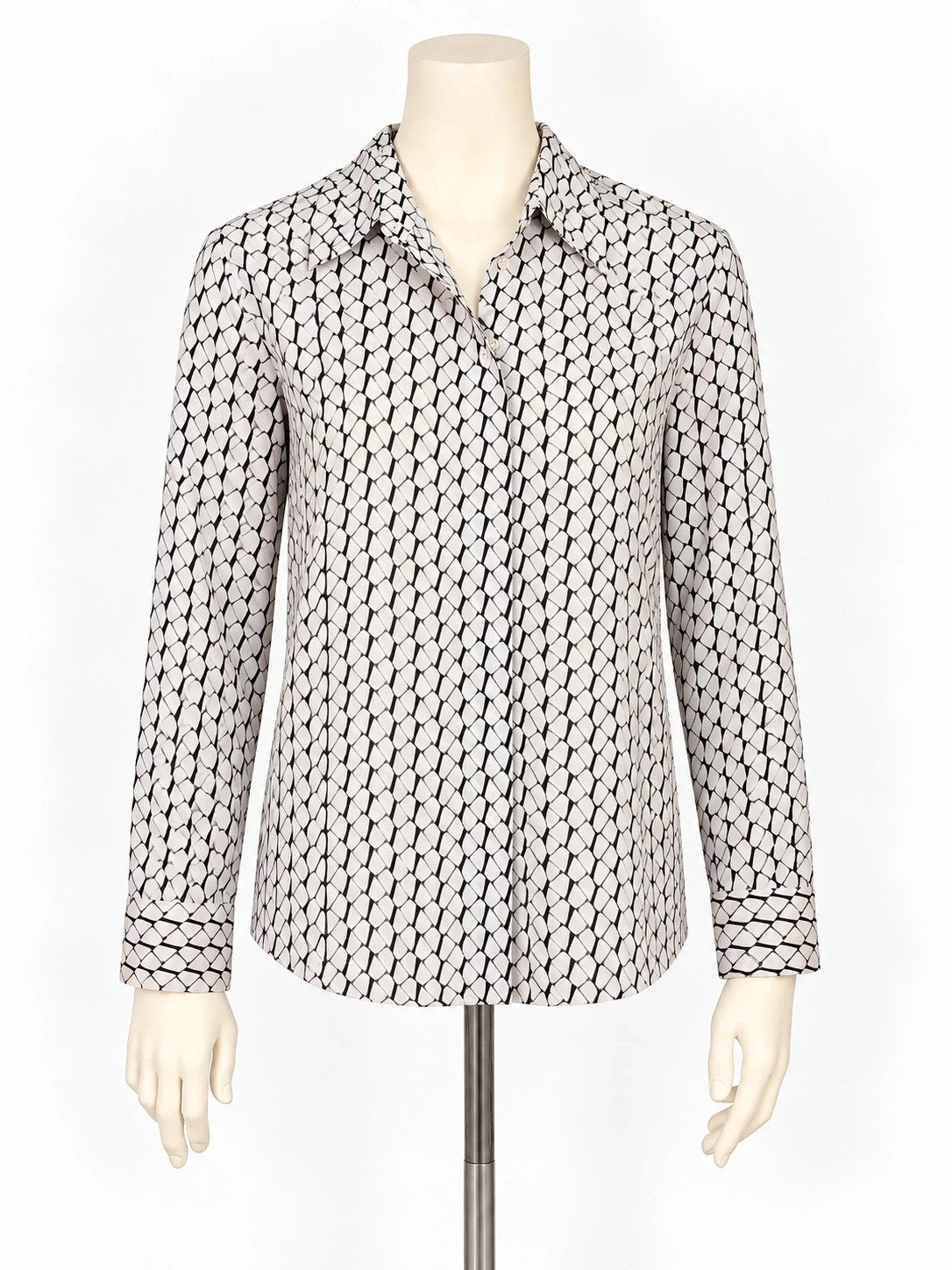 Camicia donna Mango a fantasia geometrica bianco panna e nero - foto 1