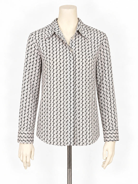 Camicia donna Mango a fantasia geometrica bianco panna e nero - foto 1