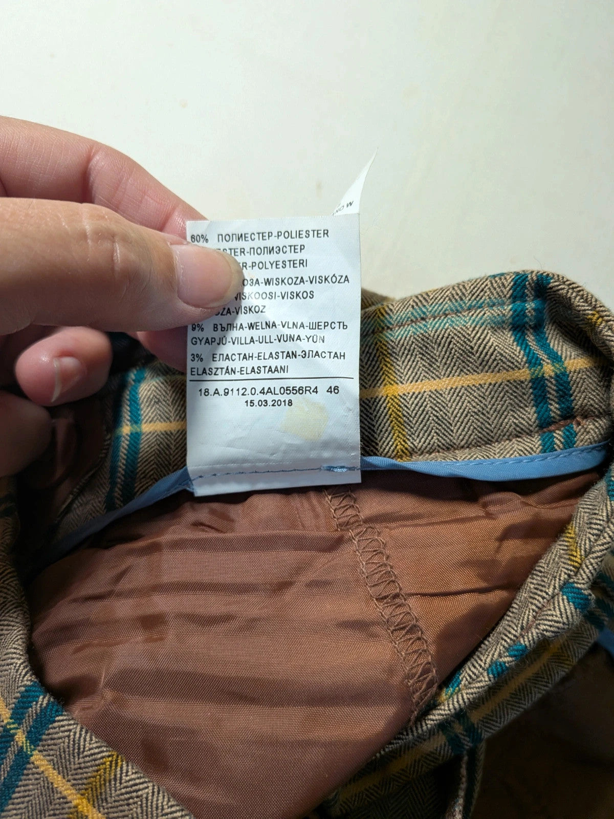 Completo tailleur donna United Colors of Benetton a quadri marrone, verde e senape