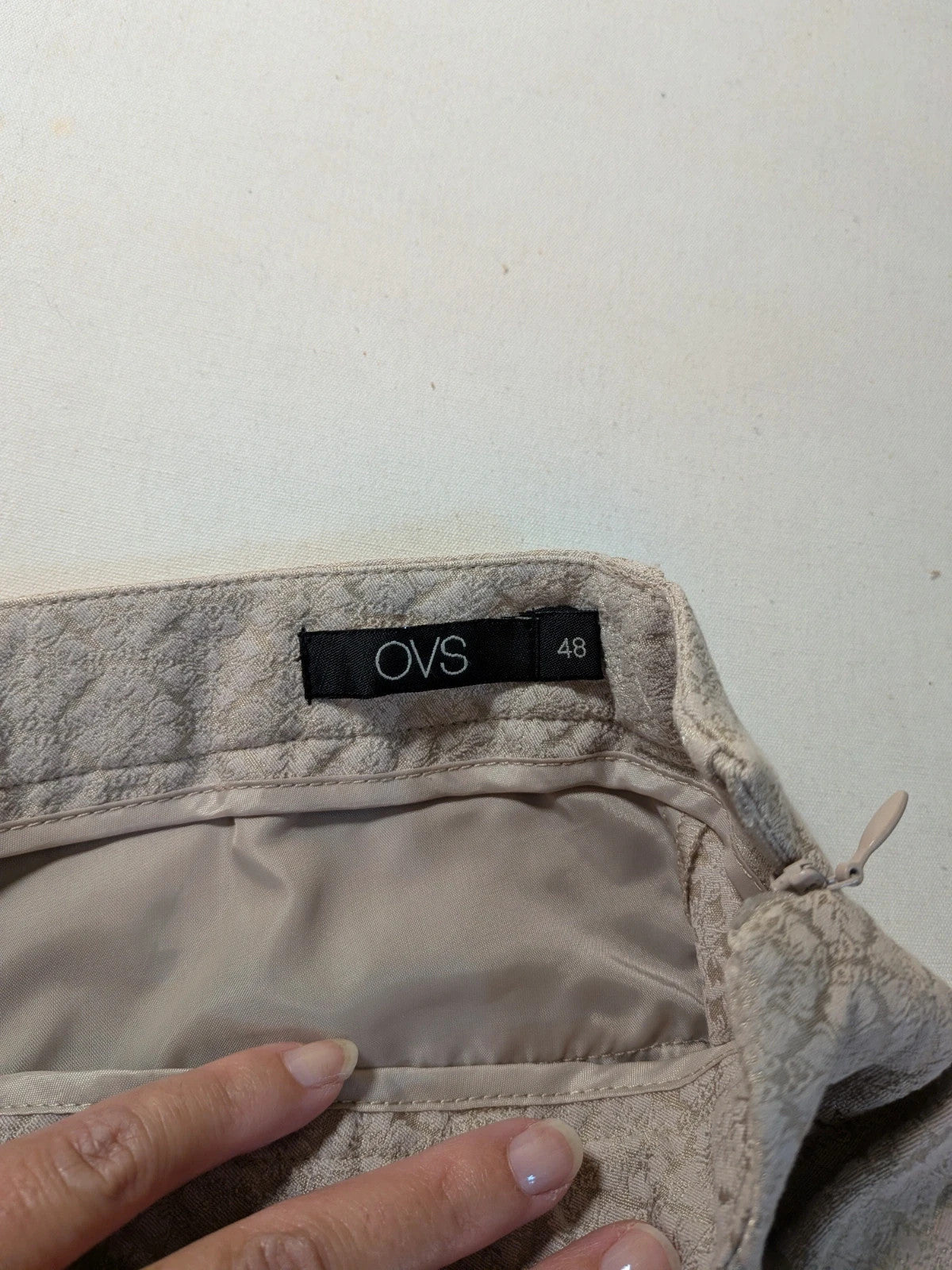 Pantaloni donna OVS beige in tessuto jacquard - foto 3