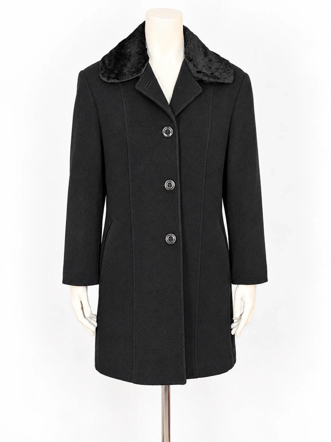 Cappotto donna nero in misto lana e cashmere - foto 1