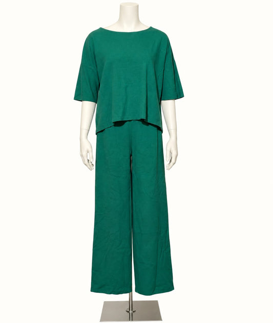 Completo donna coordinato maglia e pantalone verde Laetitia Mem – Taglia unica