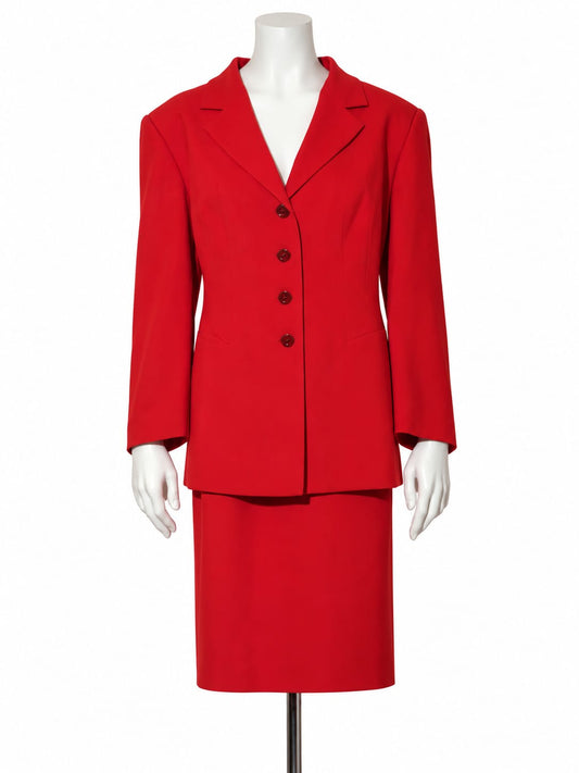 Tailleur donna vintage Elena Mirò rosso in lana e viscosa – Tg. 48/50