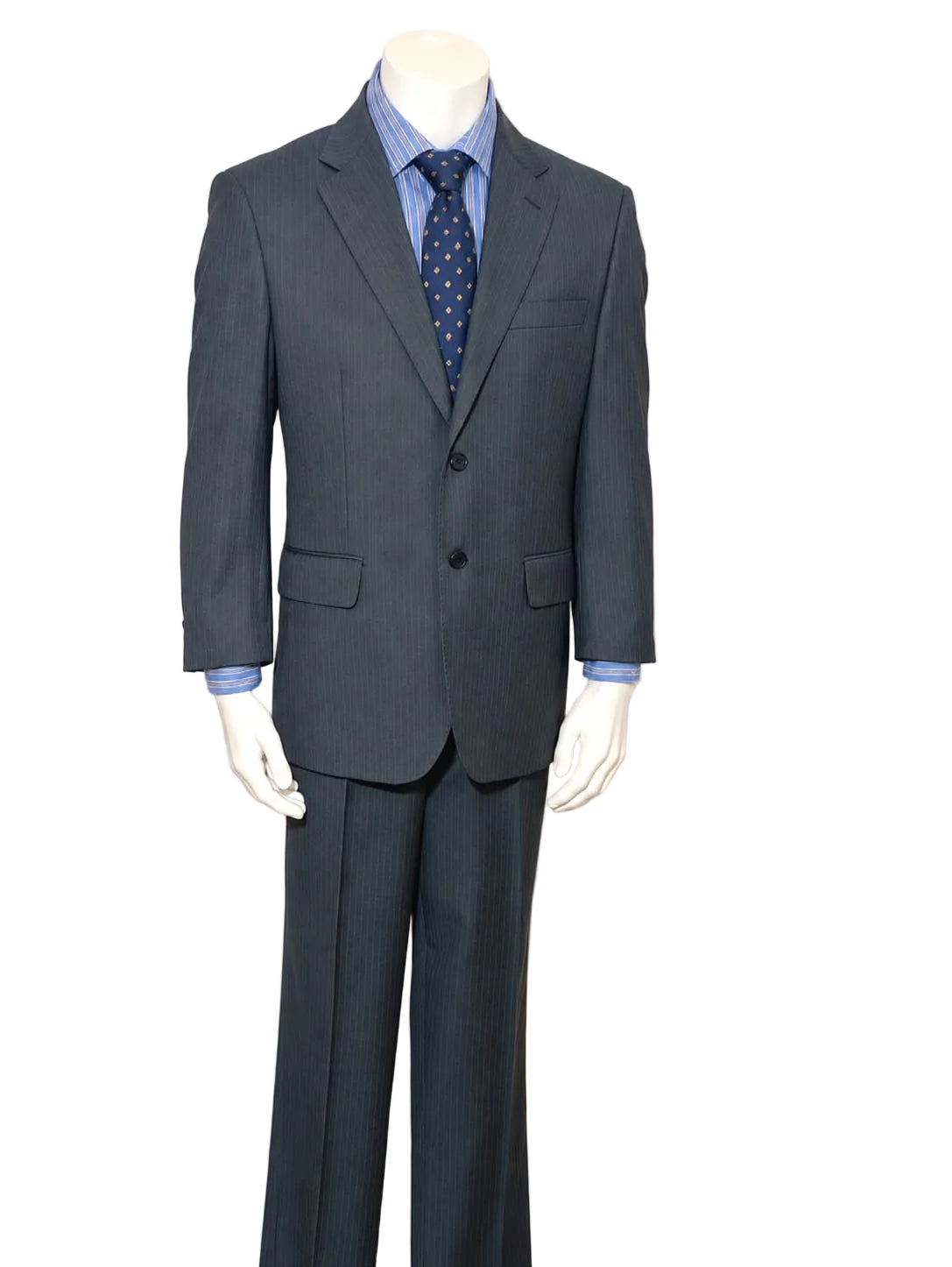 Abito uomo Alessandro Reale grigio antracite gessato, giacca e pantalone