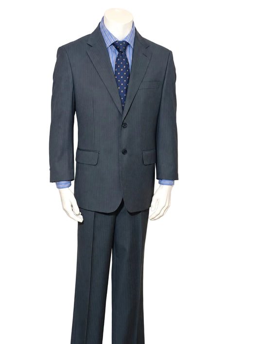 Abito uomo Alessandro Reale grigio antracite gessato, giacca e pantalone