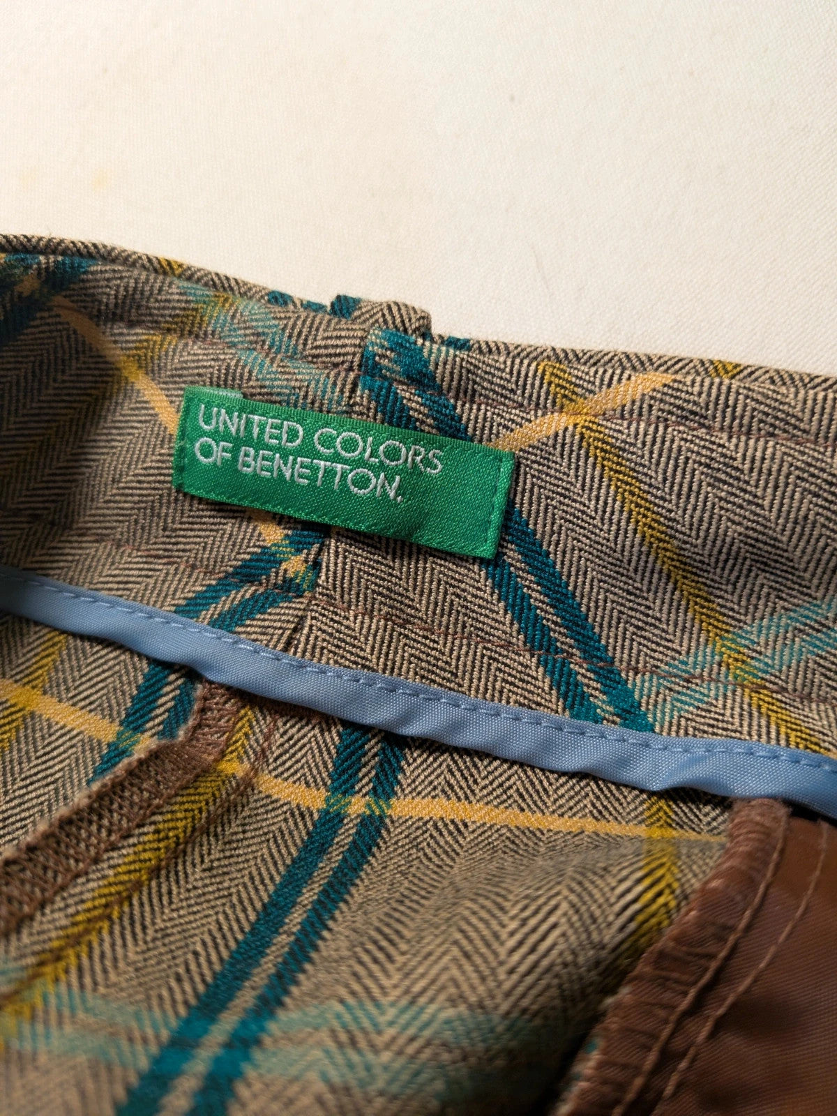 Completo tailleur donna United Colors of Benetton a quadri marrone, verde e senape