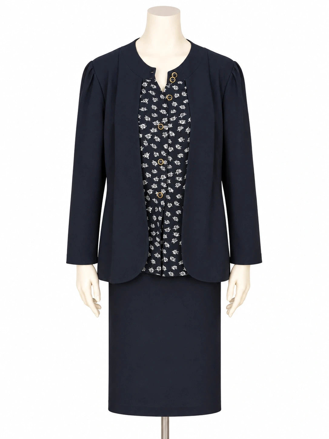 Tailleur donna Classic Fashion blu notte con giacca e gonna a tubino - foto 1