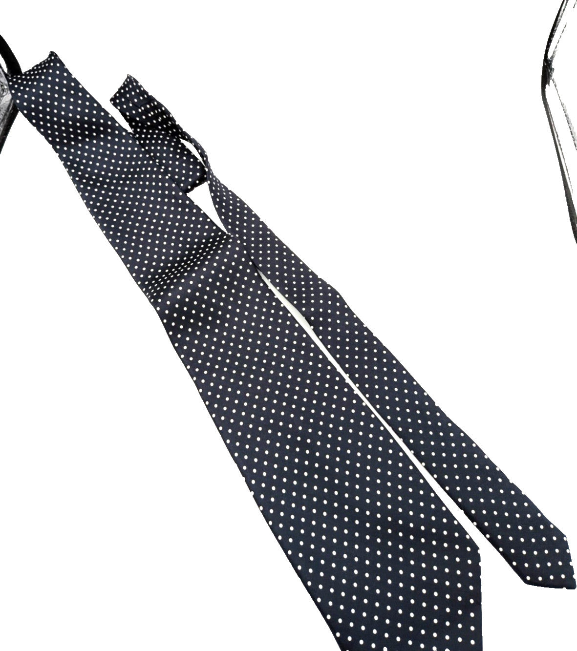Cravatta Uomo 100% Seta Blu Navy Pois Bianchi Made in Italy Elegante Classica 8
