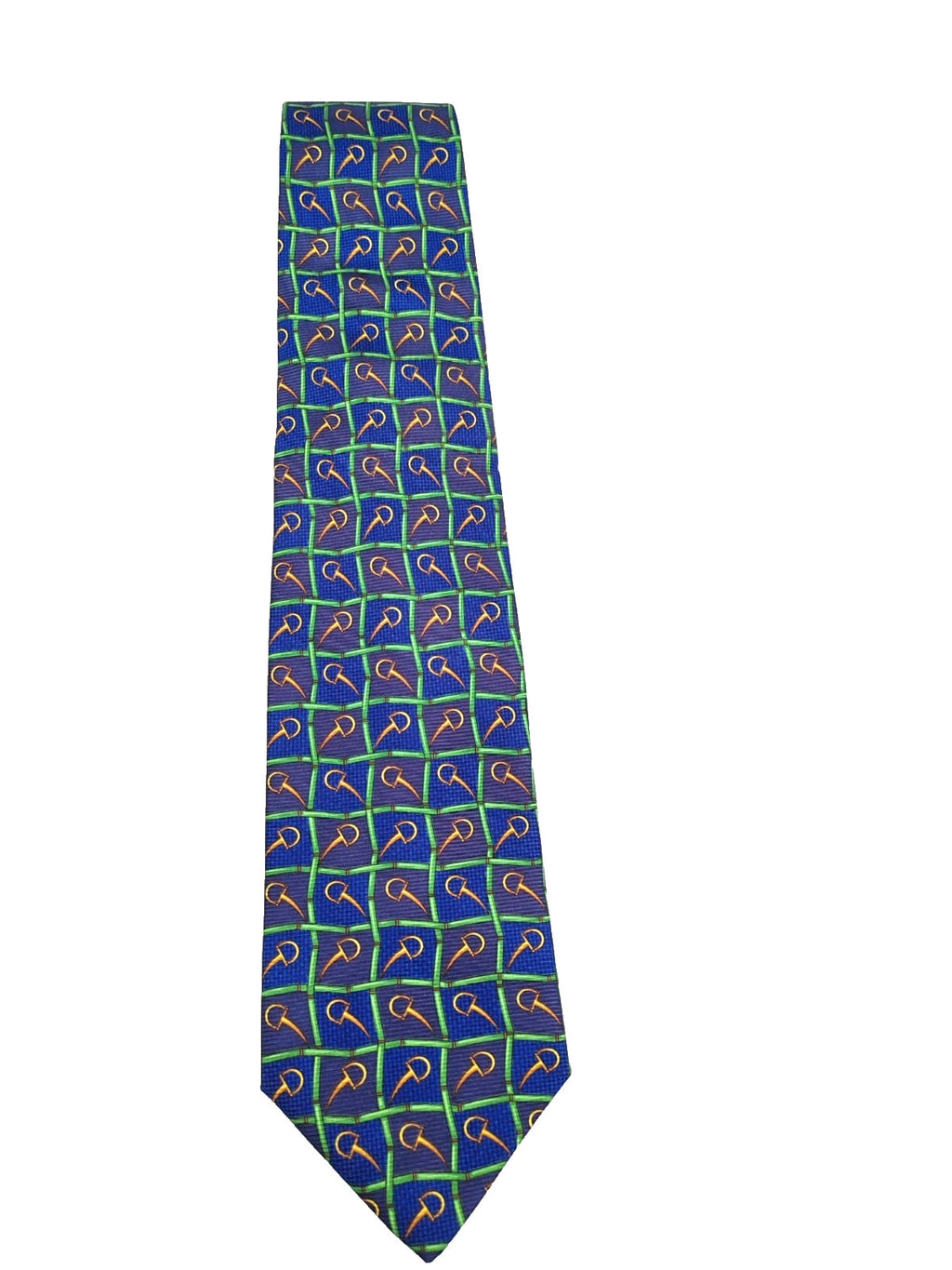 Cravatta DORMER Vintage 100% Seta Blu Verde Oro Made in Italy Luxury Silk Tie 9c
