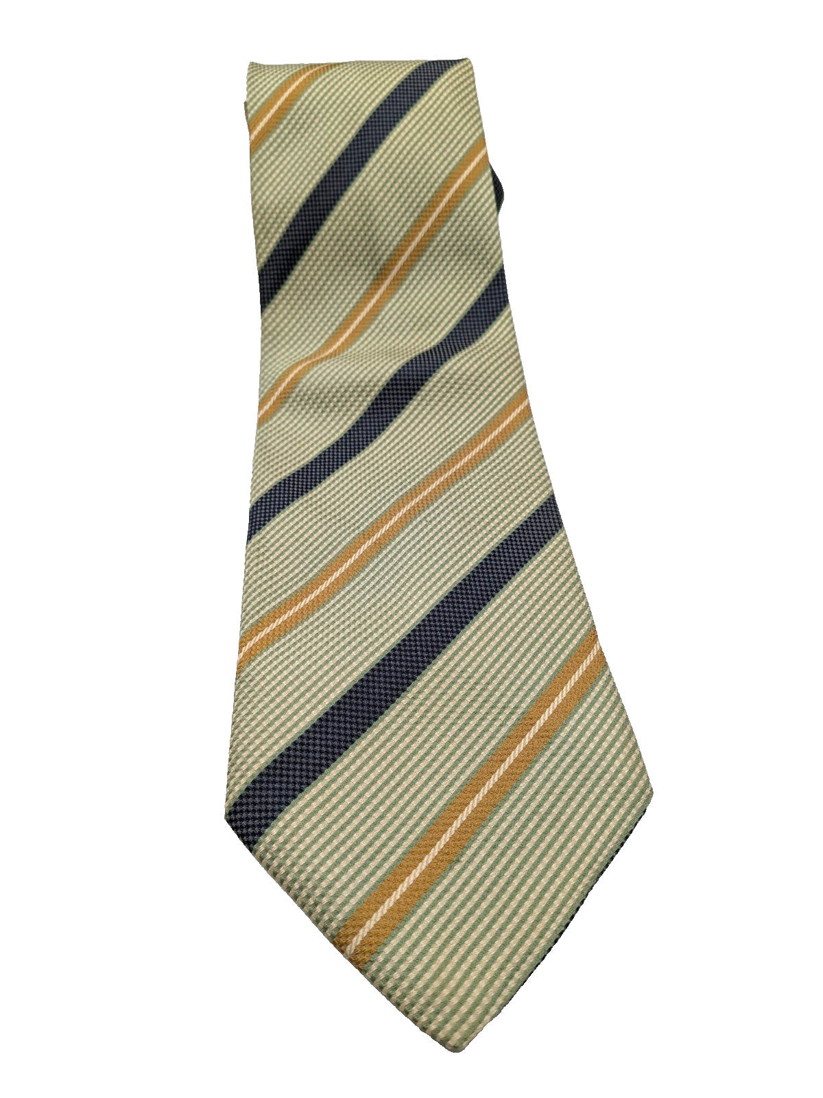 Andrea Silardi Cravatta Uomo 100% Seta Righe Verde Salvia Blu Oro Made in Italy