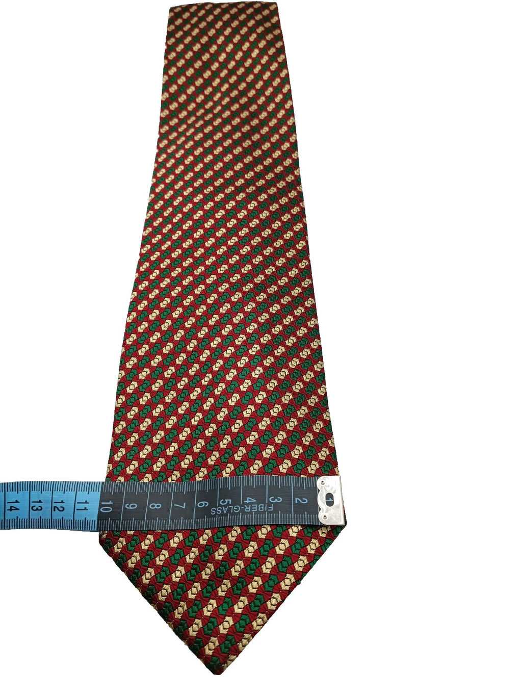 Cravatta ST. George Milano 100% Seta Geometrica Rosso Verde Oro Made in Italy 9c
