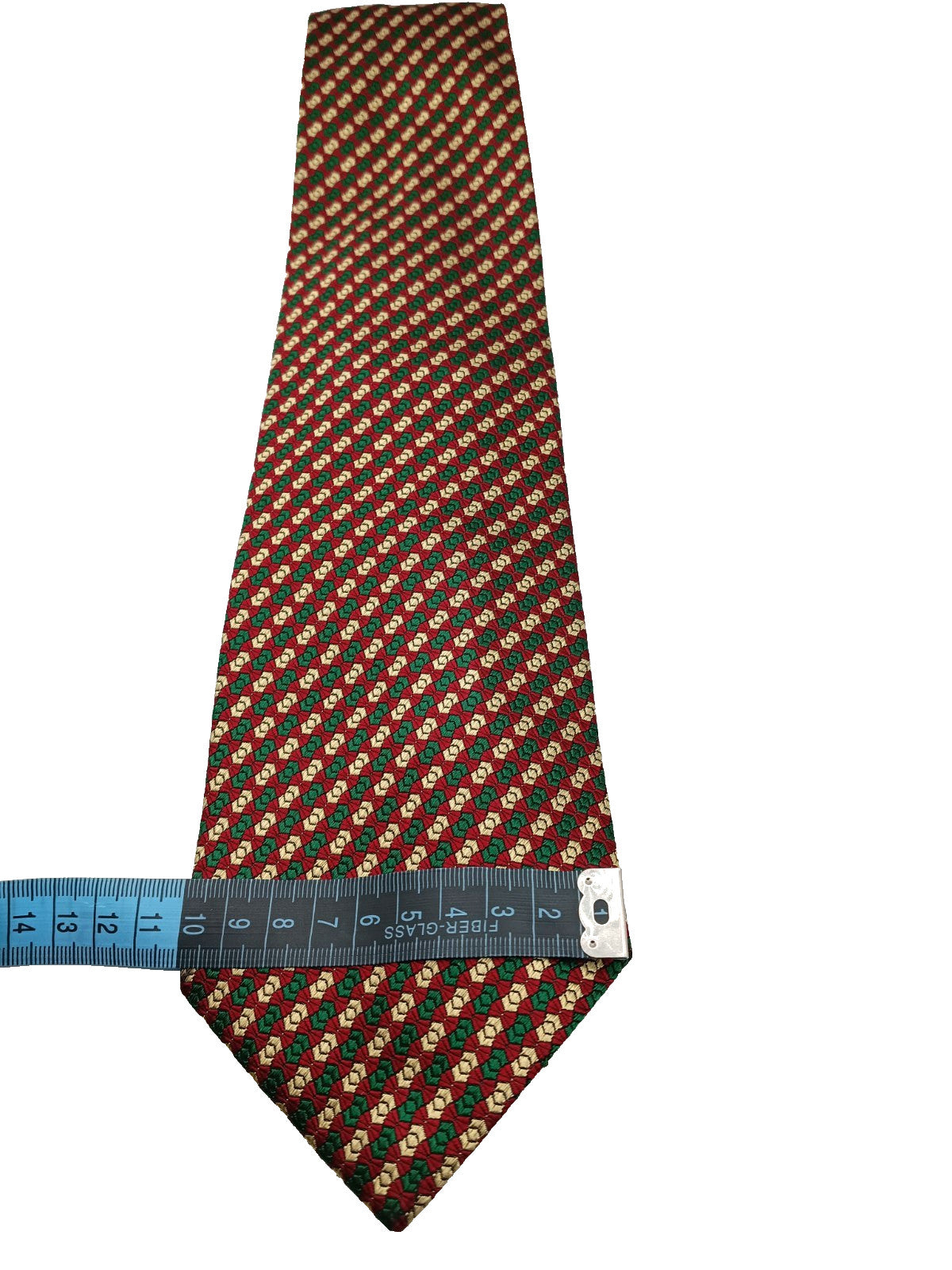 Cravatta ST. George Milano 100% Seta Geometrica Rosso Verde Oro Made in Italy 9c