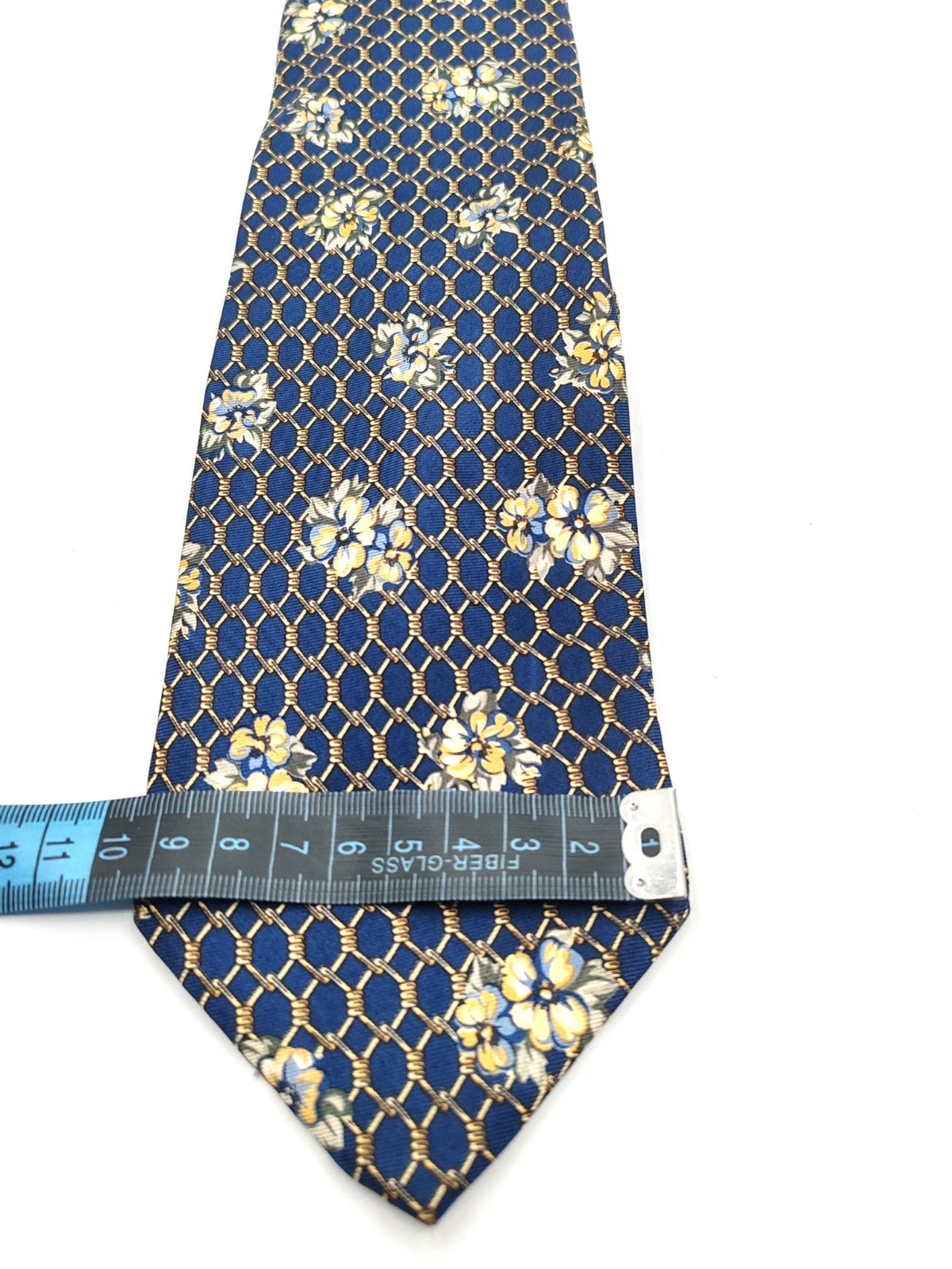 Cravatta HALEXANDER 100% Seta Blu Fantasia Floreale Vintage Made in Italy 9cm
