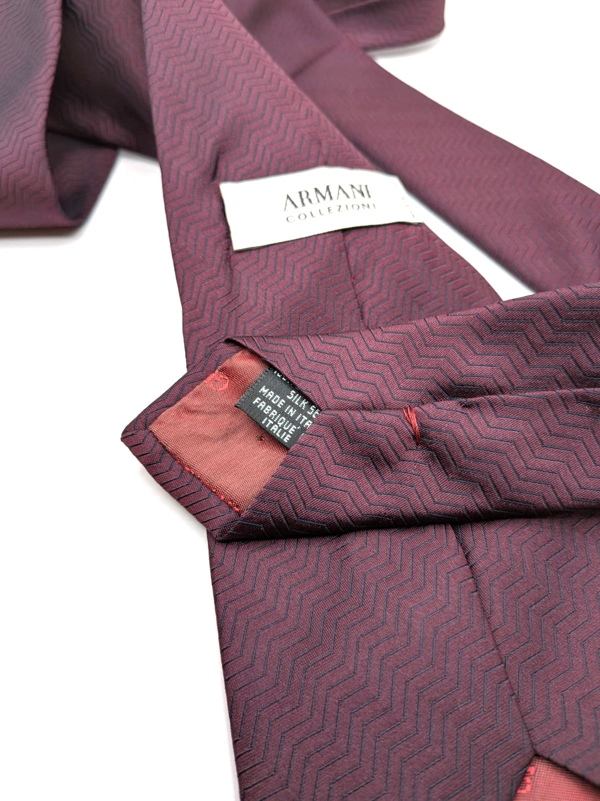 Armani Collezioni Cravatta Uomo 100% Seta Made in Italy Bordeaux Jacquard 9 cm