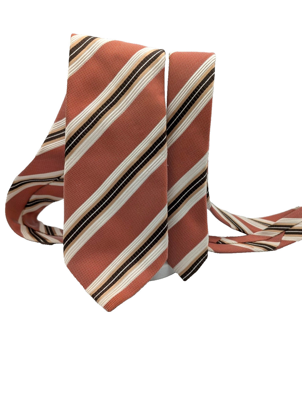 Canali Cravatta Uomo 100% Seta Made in Italy Regimental Salmone Righe 9 cm