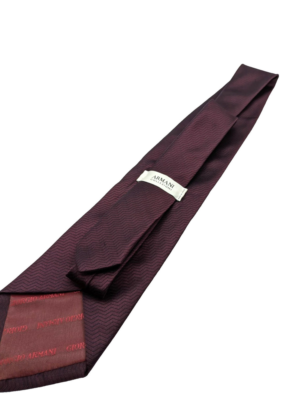 Armani Collezioni Cravatta Uomo 100% Seta Made in Italy Bordeaux Jacquard 9 cm
