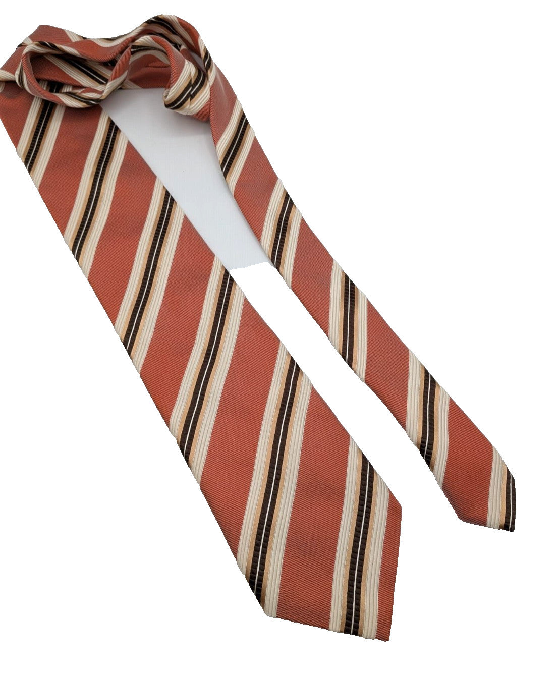 Canali Cravatta Uomo 100% Seta Made in Italy Regimental Salmone Righe 9 cm