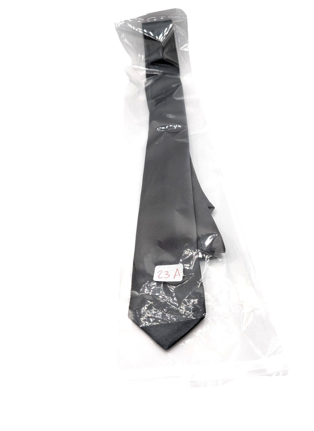 Cravatta Slim Grigio Antracite Uomo 100% Poliestere Tinta Unita Elegante 5 cm