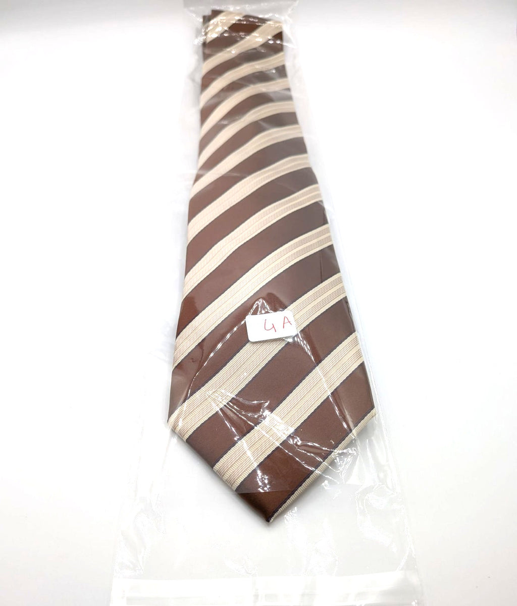 Cravatta Sartoria Canelli 100% Seta Fatta a Mano Made in Italy Righe Marrone