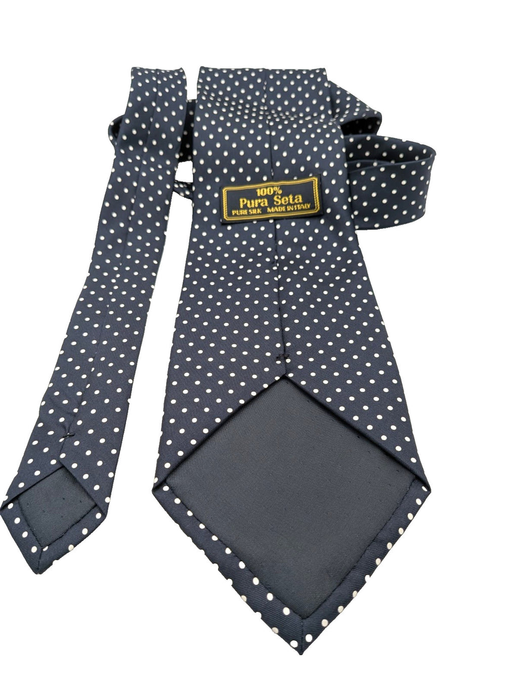 Cravatta Uomo 100% Seta Blu Navy Pois Bianchi Made in Italy Elegante Classica 8