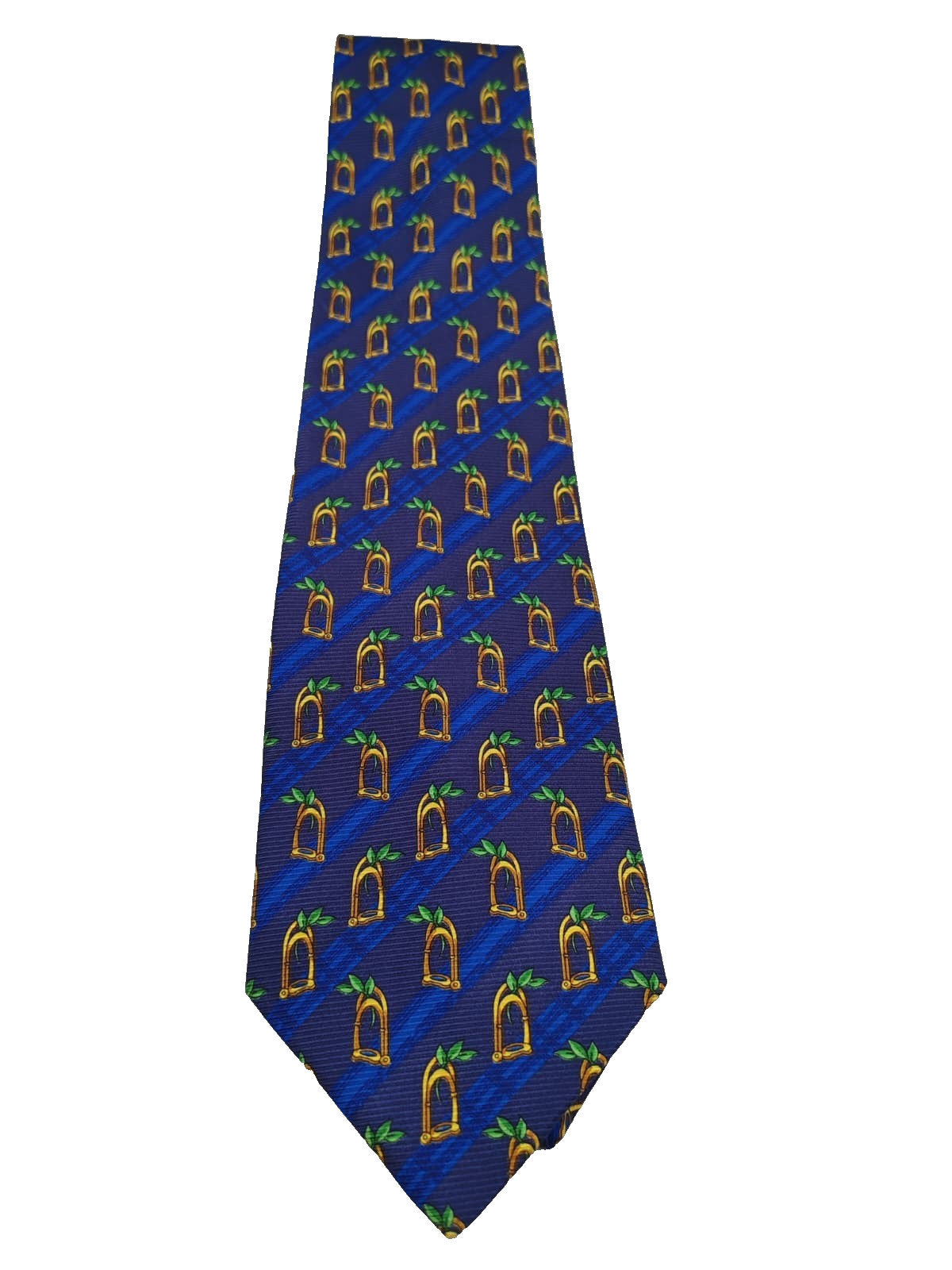 Cravatta DORMER Vintage Seta Pura Hand Made in Italy Blu Giallo Luxury Silk Tie