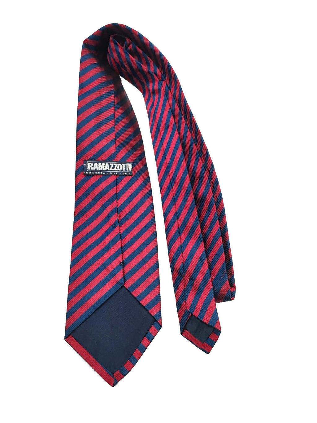 Cravatta RAMAZZOTTI 100% Seta Silk Made in Italy Regimental Rossa Blu Logo Vinta