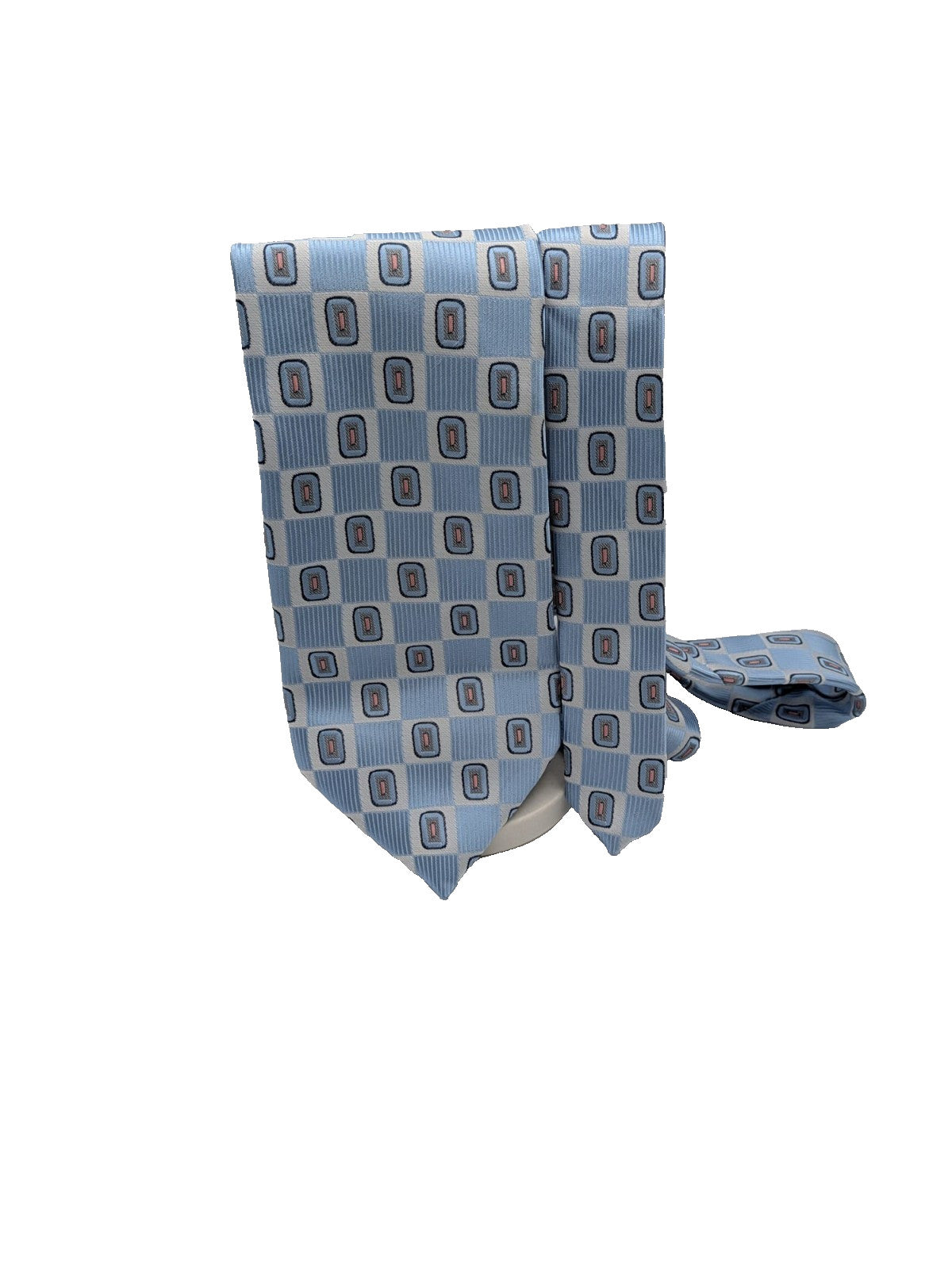 Cravatta Il Principe di Napoli Azzurra Fantasia Geometrica Uomo Elegante Nuova