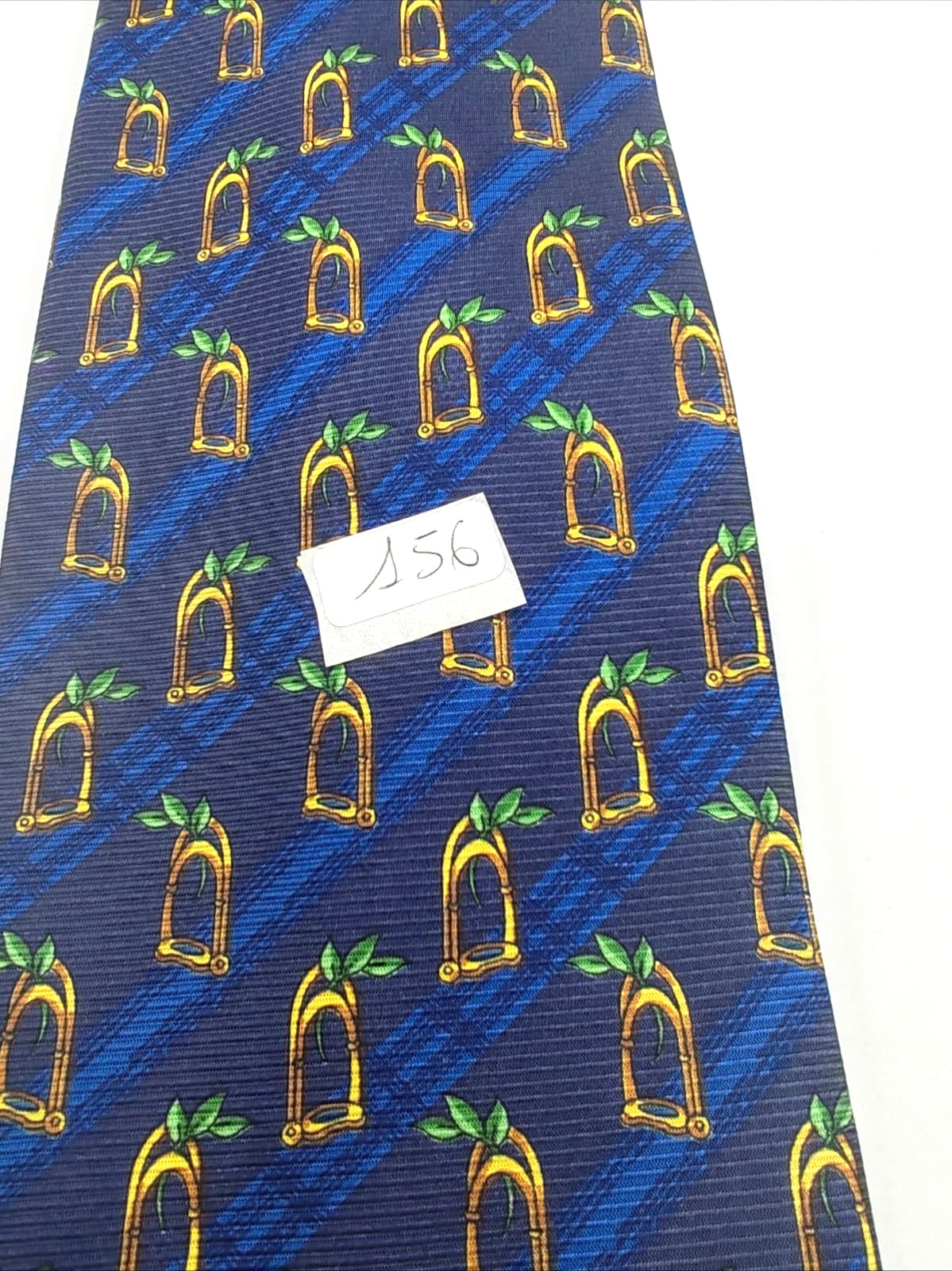 Cravatta DORMER Vintage Seta Pura Hand Made in Italy Blu Giallo Luxury Silk Tie