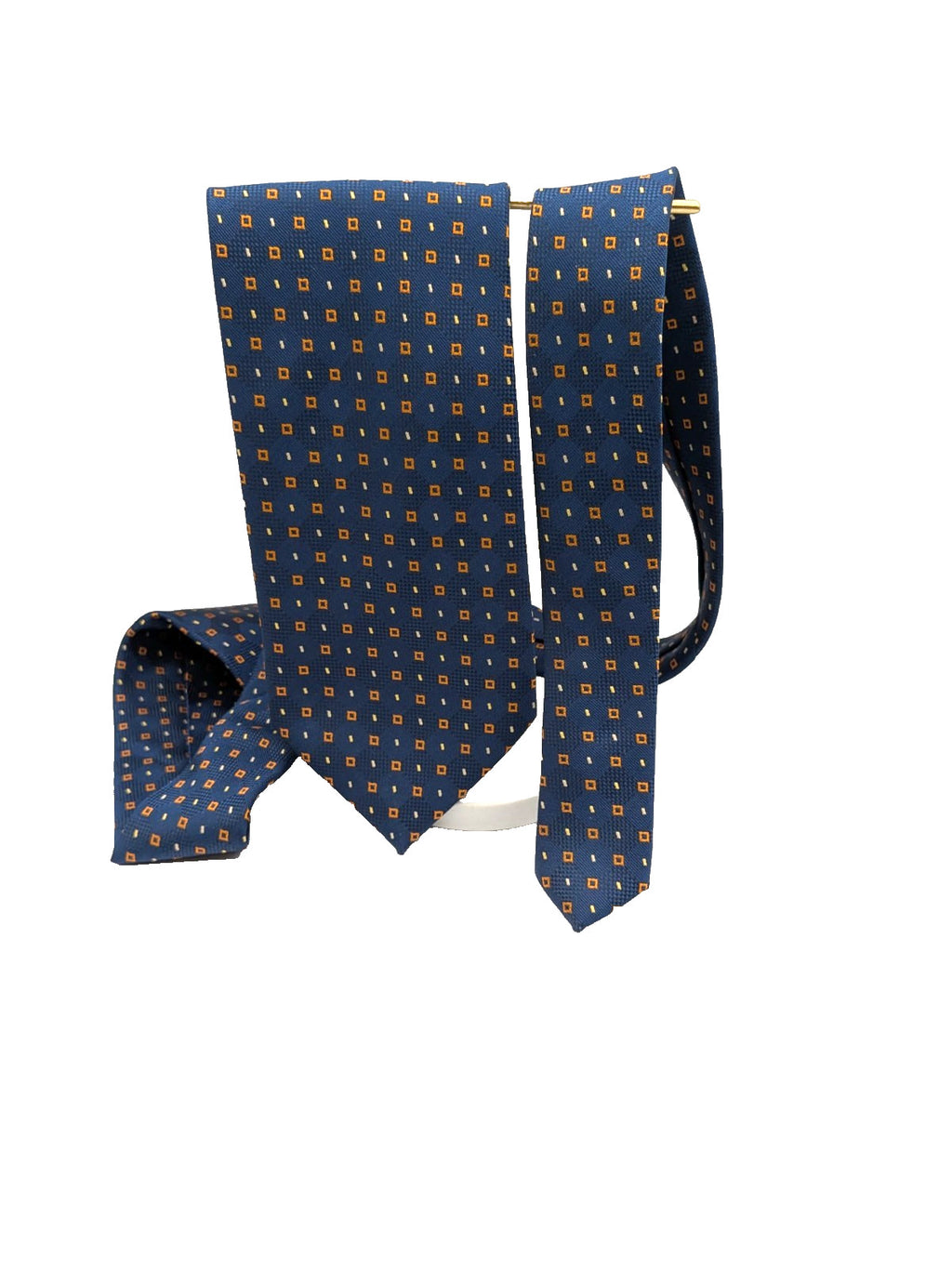 Cravatta KUVE Uomo Blu Fantasia Micro Geometrica Elegante Business 100% Polieste