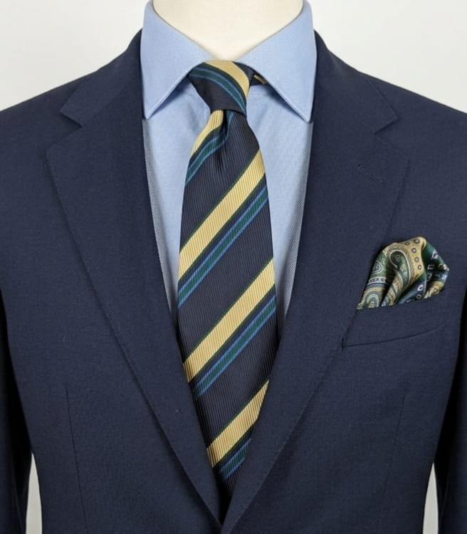 Hardy Amies Cravatta Uomo Blu Navy Righe Regimental Beige Verde Made in Italy 9