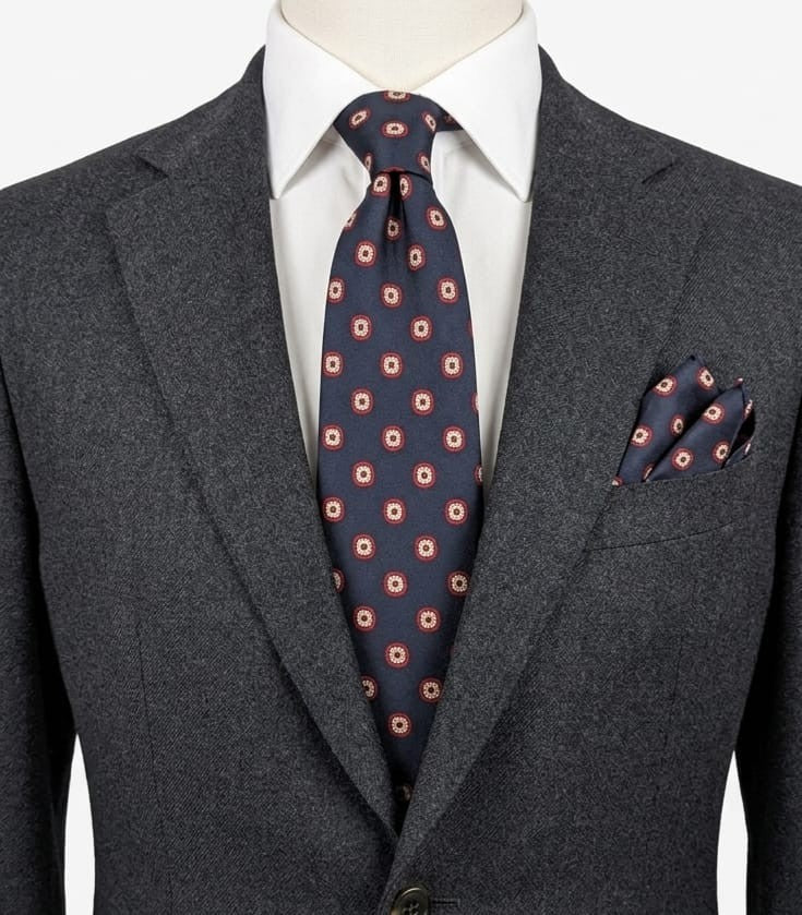 Carven Paris Cravatta Uomo Blu Navy Fantasia Made in France Vintage 9,5 cm