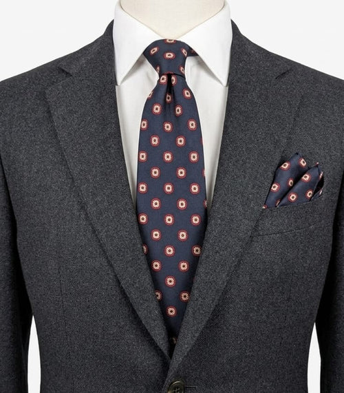 Carven Paris Cravatta Uomo Blu Navy Fantasia Made in France Vintage 9,5 cm