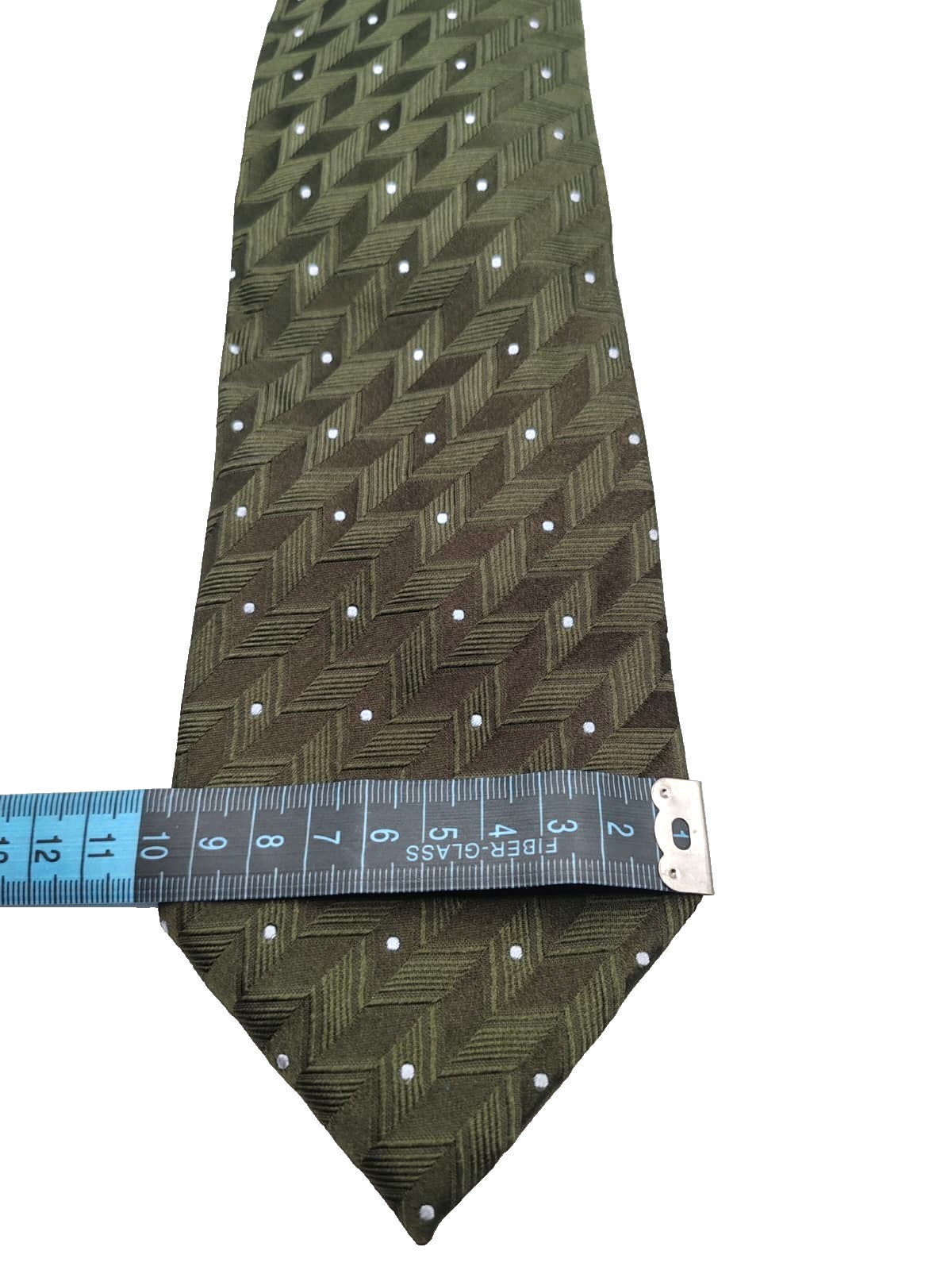 Cravatta VITALI 100% Seta Made in Italy Verde Militare Pois Geometria Silk Tie