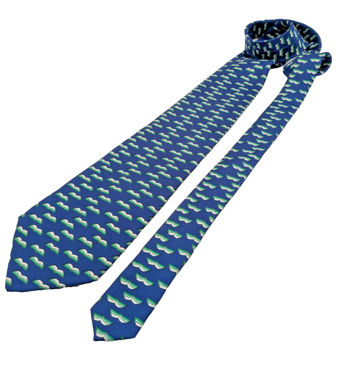 Cravatta SIMONE Edizioni Garbiche 100% Seta Blu con Libri Made in Italy Vintage