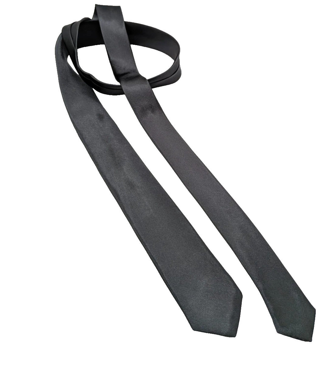 Cravatta Slim Grigio Antracite Uomo 100% Poliestere Tinta Unita Elegante 5 cm