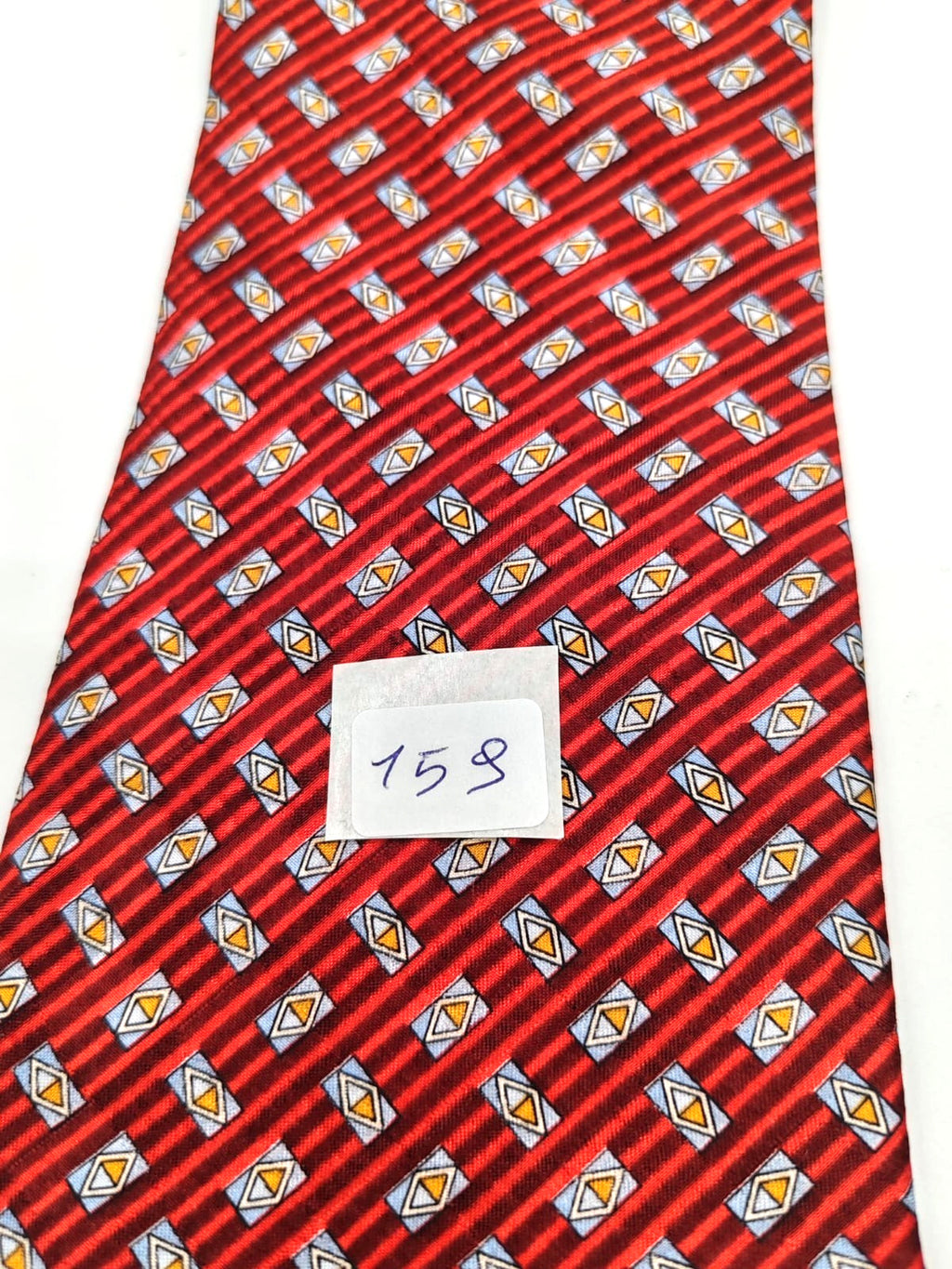 Cravatta DORMER 100% Seta Pure Silk Hand Made in Italy Rossa Geometrica Vintage